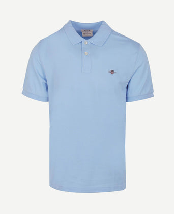 Shield piqué poloshirt lichtblauw