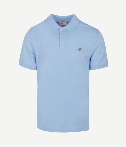 Shield piqué poloshirt lichtblauw