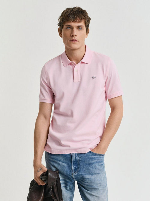 Shield piqué poloshirt lichtroze