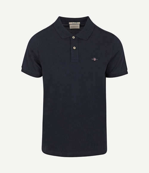 Shield piqué poloshirt donkerblauw
