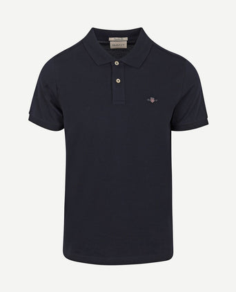 Shield piqué poloshirt donkerblauw