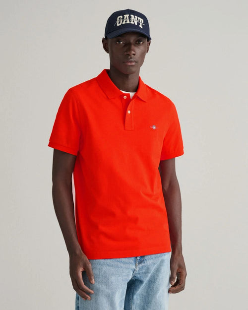 Gant shield piqué poloshirt rood | Regular-fit