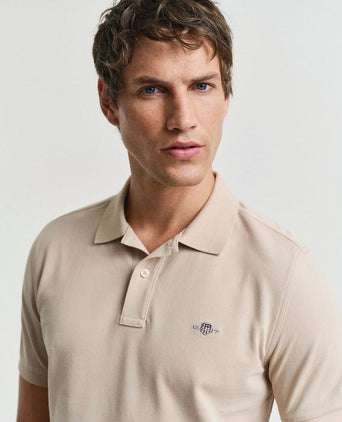 Gant shield piqué poloshirt sand | Regular-fit