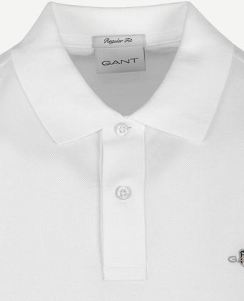 Gant shield piqué poloshirt wit | Regular-fit