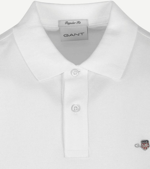 Gant shield piqué poloshirt wit | Regular-fit