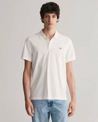 Gant shield piqué poloshirt wit | Regular-fit