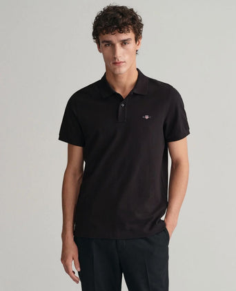 Gant shield piqué poloshirt zwart | Regular-fit