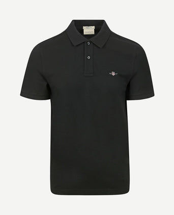 Shield piqué poloshirt zwart