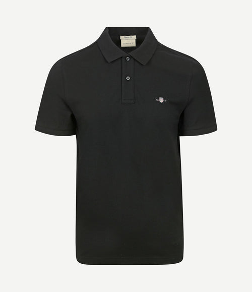 Shield piqué poloshirt zwart