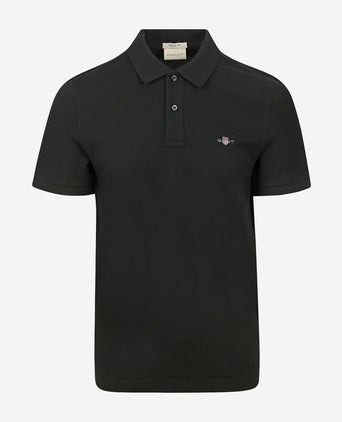 Shield piqué poloshirt zwart