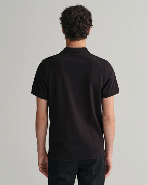 Gant shield piqué poloshirt zwart | Regular-fit