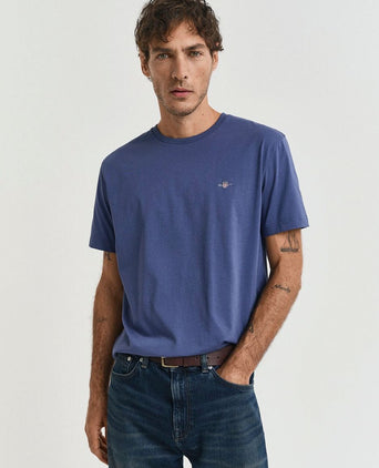 Gant t-shirt shield logo dusty donkerblauw | Regular-fit