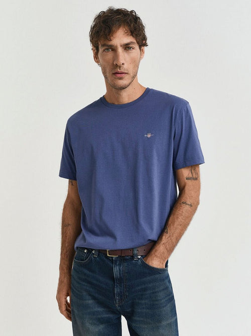 Gant t-shirt shield logo dusty donkerblauw | Regular-fit
