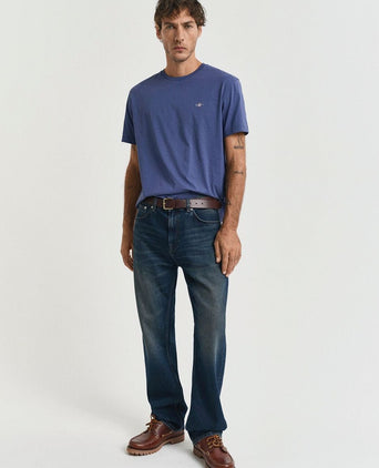 Gant t-shirt shield logo dusty donkerblauw | Regular-fit