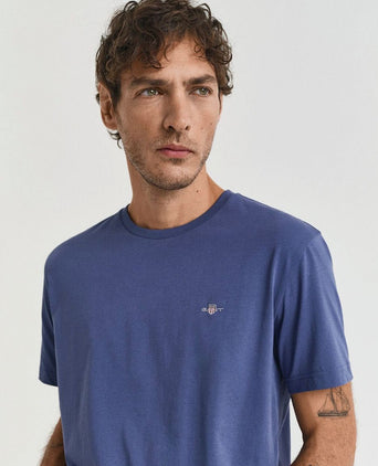 Gant t-shirt shield logo dusty donkerblauw | Regular-fit