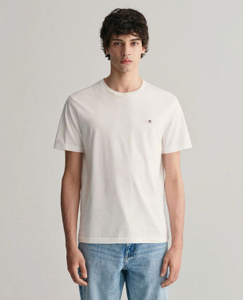 Gant t-shirt shield logo wit | Regular-fit