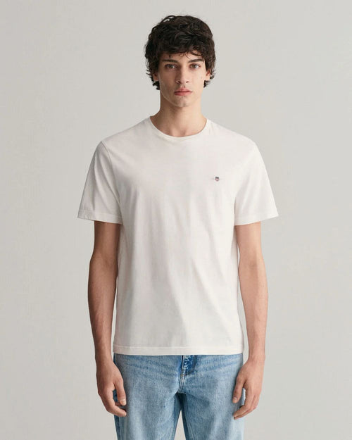 Gant t-shirt shield logo wit | Regular-fit