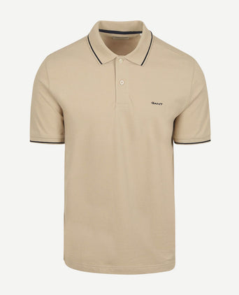 Gant tipping piqué poloshirt beige | Regular-fit
