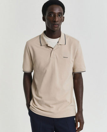 Gant tipping piqué poloshirt beige | Regular-fit