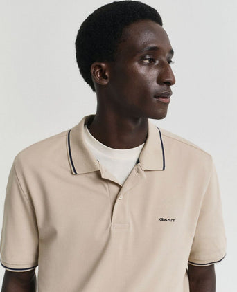 Gant tipping piqué poloshirt beige | Regular-fit