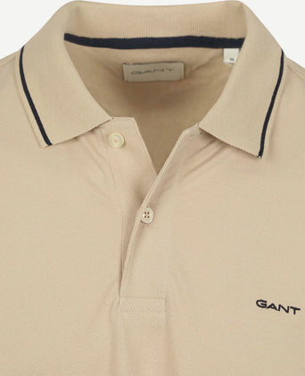 Gant tipping piqué poloshirt beige | Regular-fit