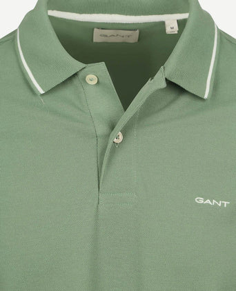 Gant tipping piqué poloshirt groen | Regular-fit