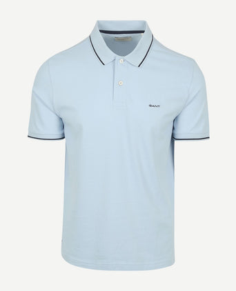 Gant tipping piqué poloshirt lichtblauw | Regular-fit