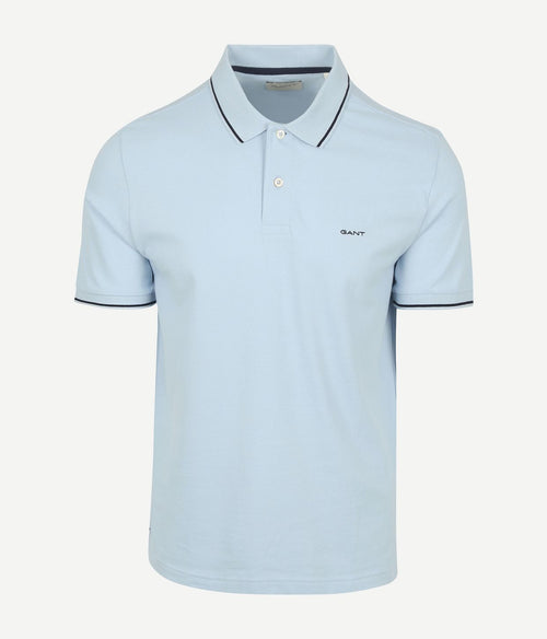 Gant tipping piqué poloshirt lichtblauw | Regular-fit
