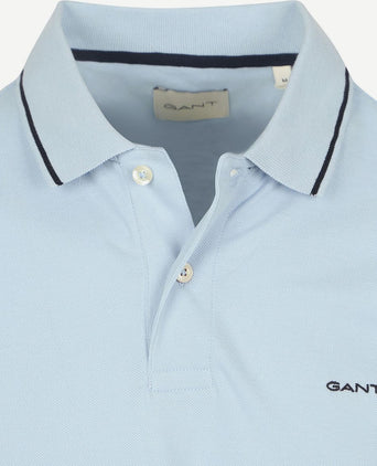 Gant tipping piqué poloshirt lichtblauw | Regular-fit