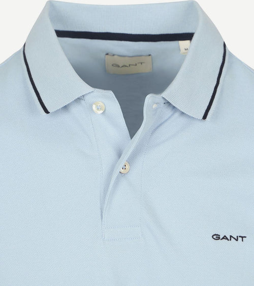 Gant tipping piqué poloshirt lichtblauw | Regular-fit