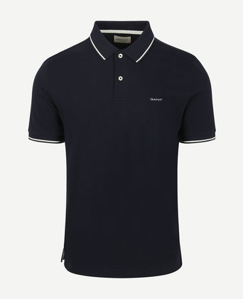 Gant tipping piqué poloshirt donkerblauw | Regular-fit