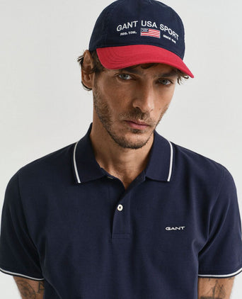 Gant tipping piqué poloshirt donkerblauw | Regular-fit