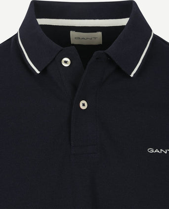 Gant tipping piqué poloshirt donkerblauw | Regular-fit