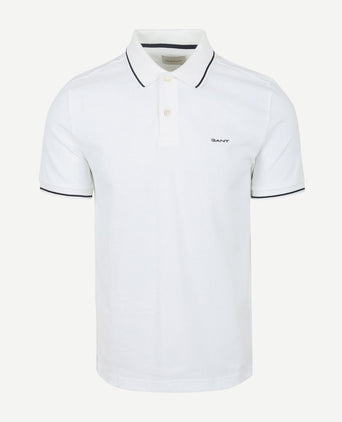 Gant tipping piqué poloshirt wit | Regular-fit