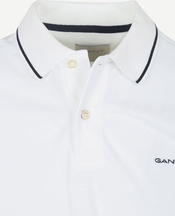 Gant tipping piqué poloshirt wit | Regular-fit