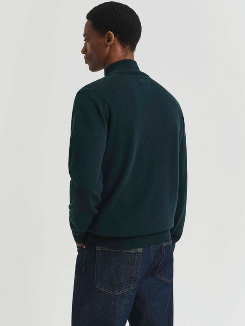 Gant halfzip wol trui logo groen | Regular-fit