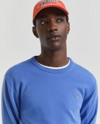 Gant pullover lamswol mid blauw | Regular-fit