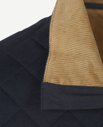 Gant quilted mocker pullover donkerblauw | Regular-fit