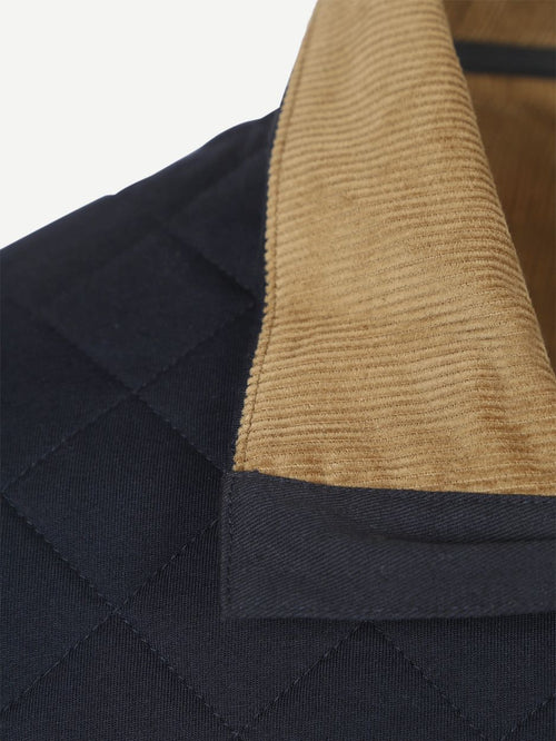 Gant quilted mocker pullover donkerblauw | Regular-fit