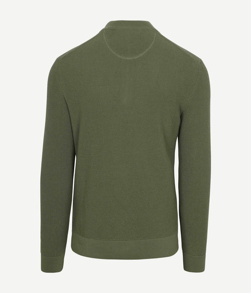 halve rits trui micro textured groen