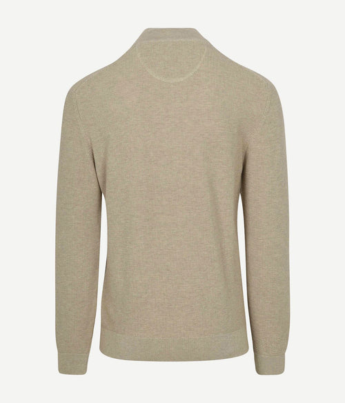 halve rits trui micro textured beige