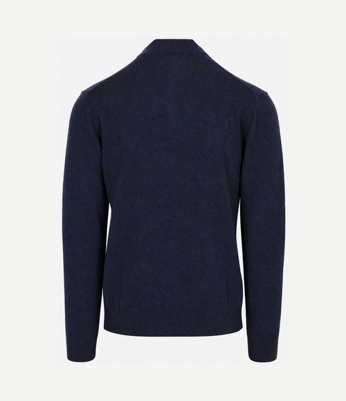 Halfzip lamswol trui donkerblauw
