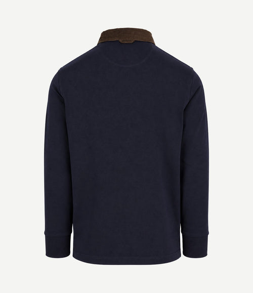 Rugger shield corduroy polo donkerblauw