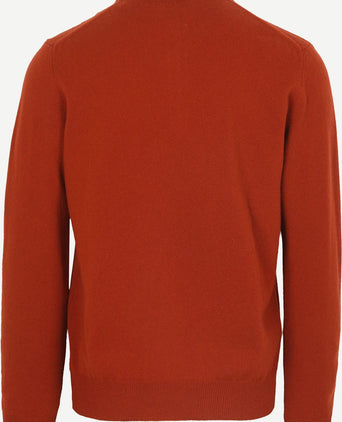 Halfzip wol trui logo rust