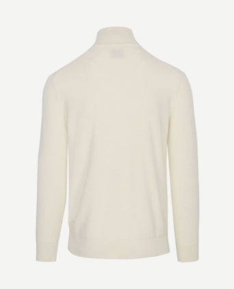 Halfzip trui wolmix ecru