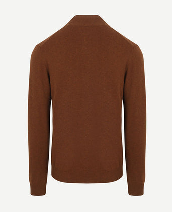 Halfzip wol trui logo bruin