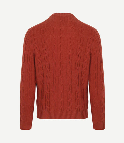Pullover crewneck lambswool cable modern rust