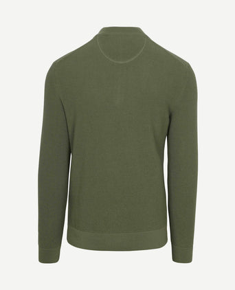 halve rits trui micro textured groen