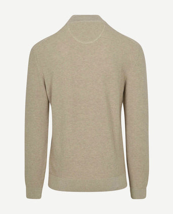 halve rits trui micro textured beige