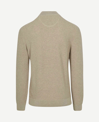 halve rits trui micro textured beige